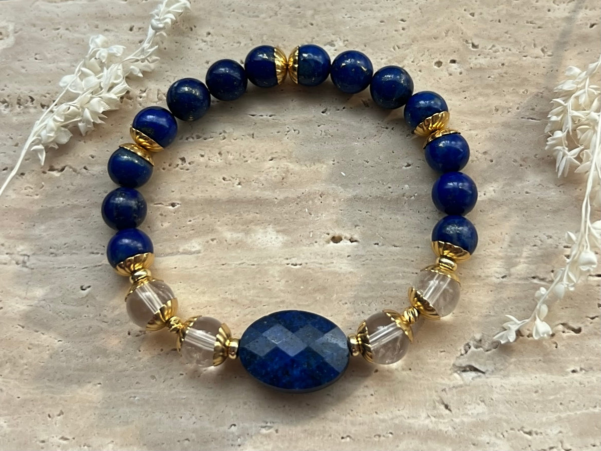 Lapis Lazuli & Bergkristall Edelstein-Armband | Wisdom