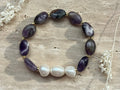Amethyst & Süsswasserperlen Edelstein-Armband | Tahiti – City Edition